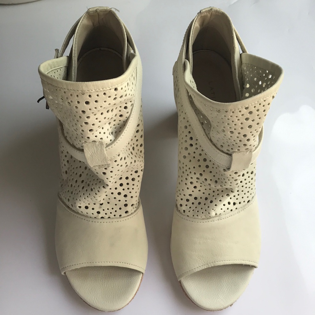 Cream Leather Italian Bootie Sz 9.5 Or 10.